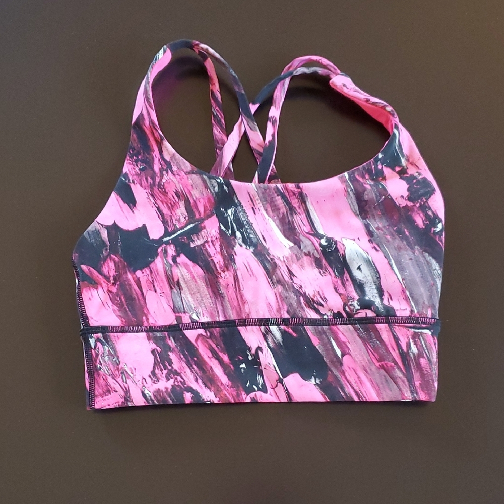 lululemon athletica Pink and Black Patterned Sports Bra - Picture 1 of 4